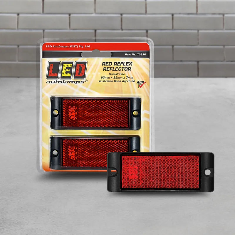 LED Autolamps 7035R Red Reflector With Mounting Bracket Twin Blister Pack