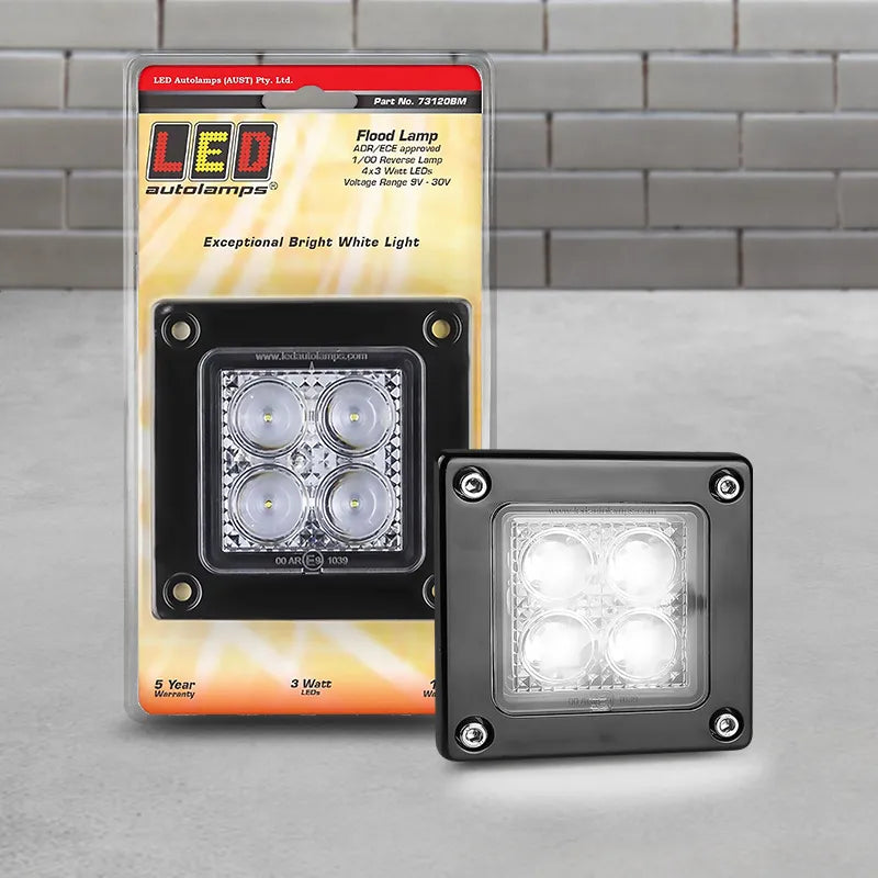 LED Autolamps 73120BM 9/30V Flood/Reverse Lamp Recessed Mount Black E. Coating