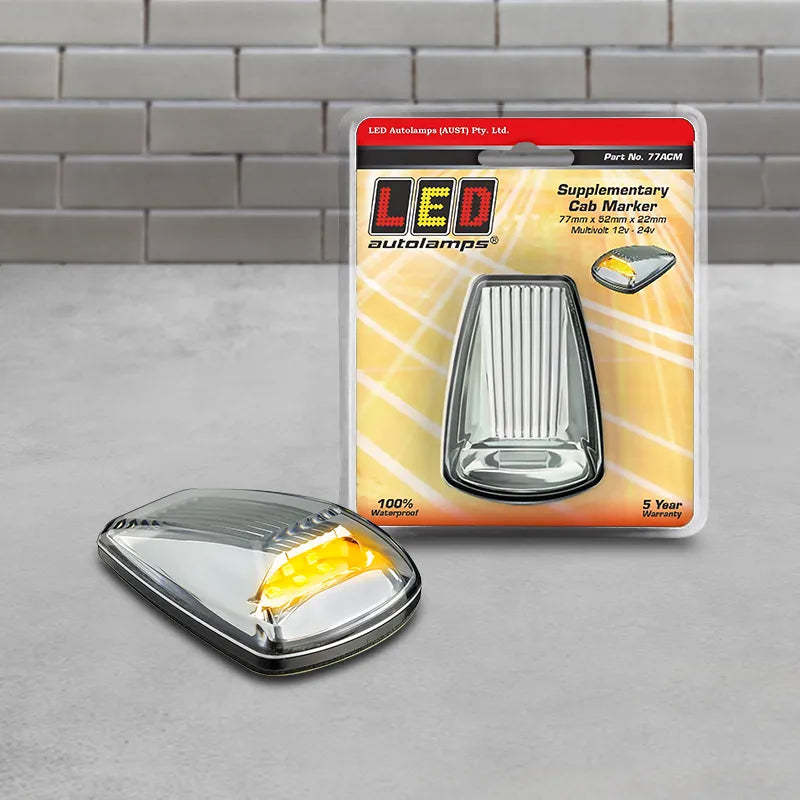 LED Autolamps 77ACM 12/24V Cat6 Side Direction Indicator Clear Lens Blister Pack