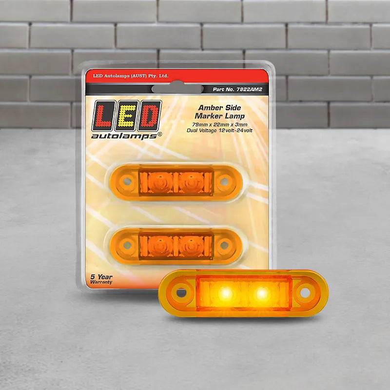 LED Autolamps 7922AM2 12/24V Amber Side Marker