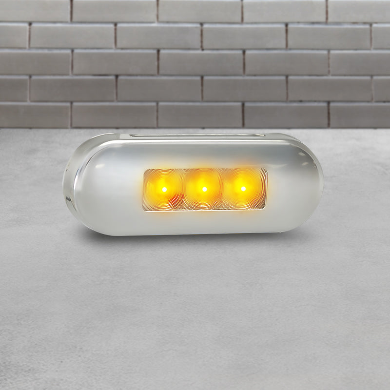 LED Autolamps 86AMB 12/24V Amber Marker Clear Lens Coloured LEDs Stainless Steel Bezel