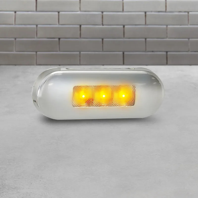 LED Autolamps 86AMB 12/24V Amber Marker Clear Lens Coloured LEDs Stainless Steel Bezel
