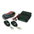 Remote controlled central locking keyless entry kit including two remote controls, a control module, and a wiring harness.