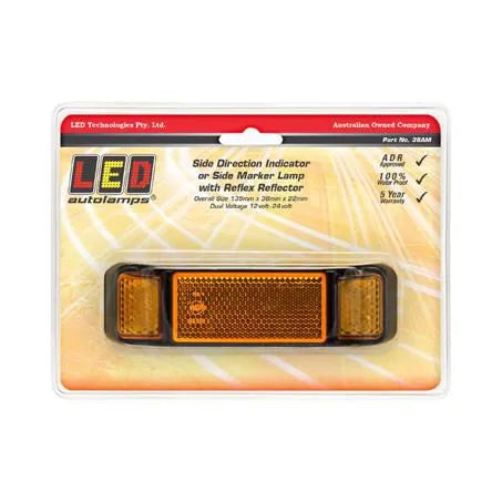 LED Autolamps 38AM Side Direction Indicator With Reflector 135x38x22mm