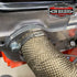 Click Tie securing titanium header wrap on an exhaust pipe