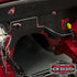 Close up of the fitted Commodore firewall pad around the brake lines and wiring