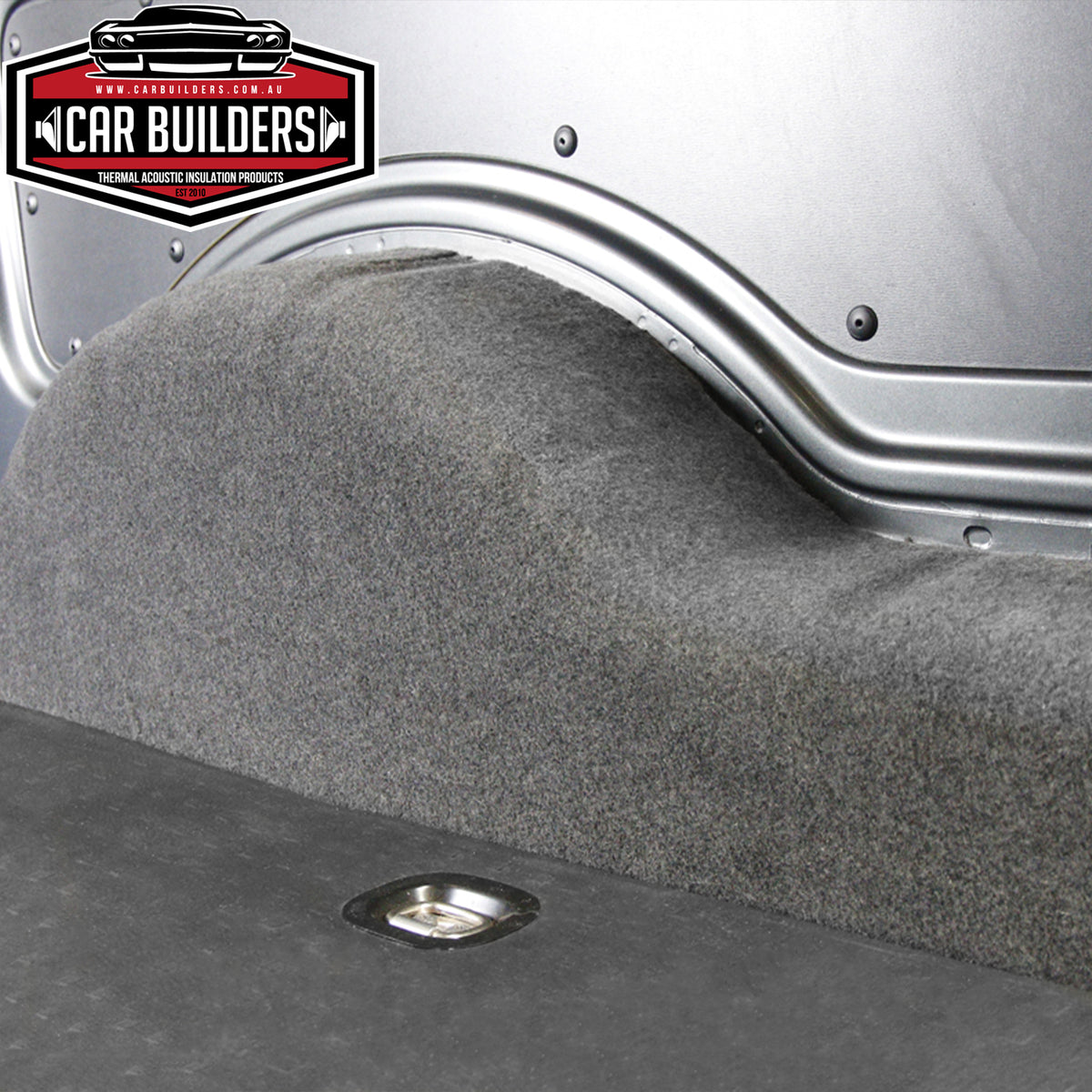 Stretch carpet lining a van wheel arch and side wall