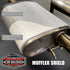 Cutaway of the muffler shield showing aluminium outer and woven ceramic insulation layer