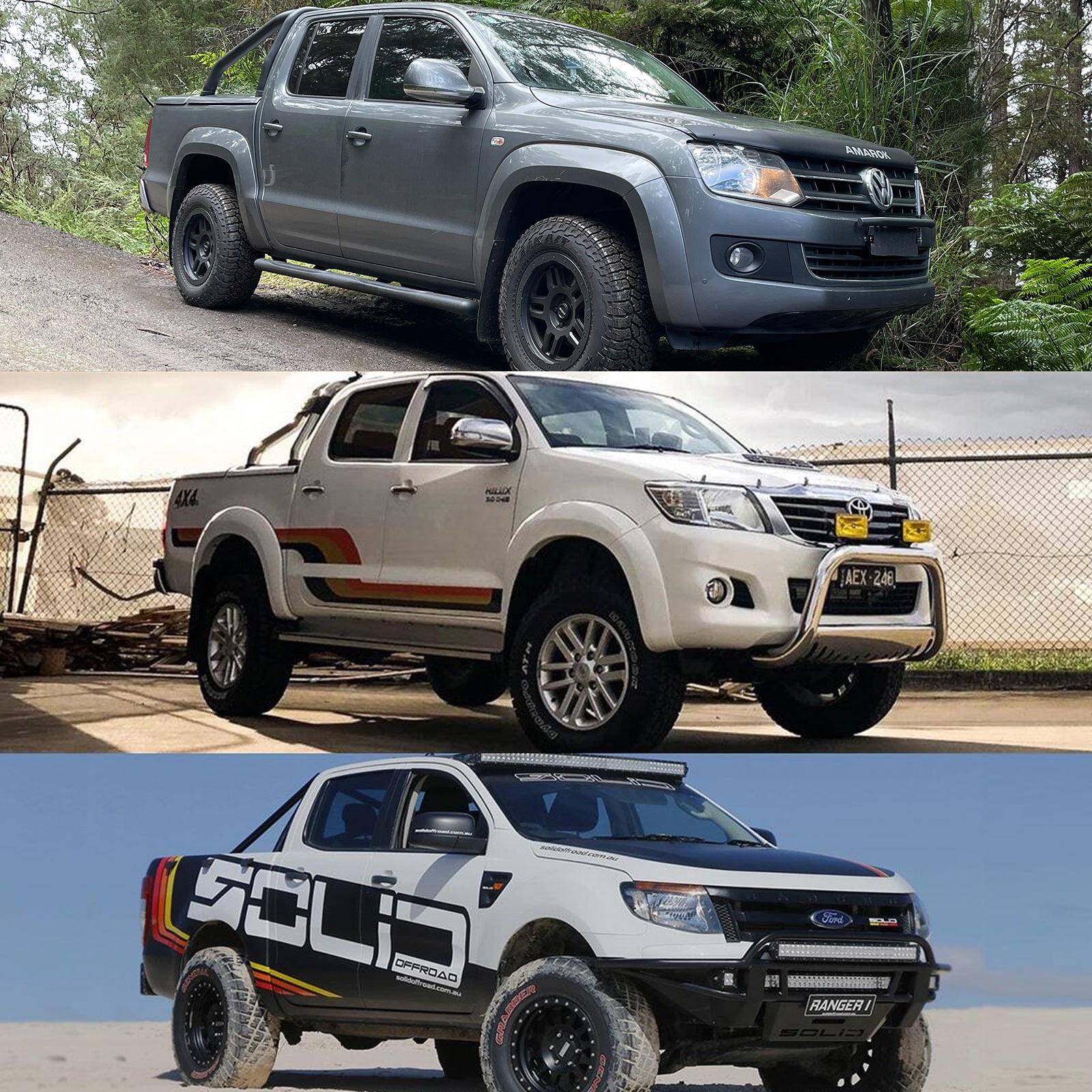 Line up of dual cab utes the Car Builders dual cab pack is made for