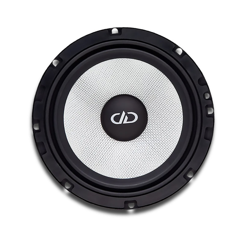 D Series D-C6.5b high-performance car speakers front display with silk dome tweeter and rubber surround for premium audio clarity.