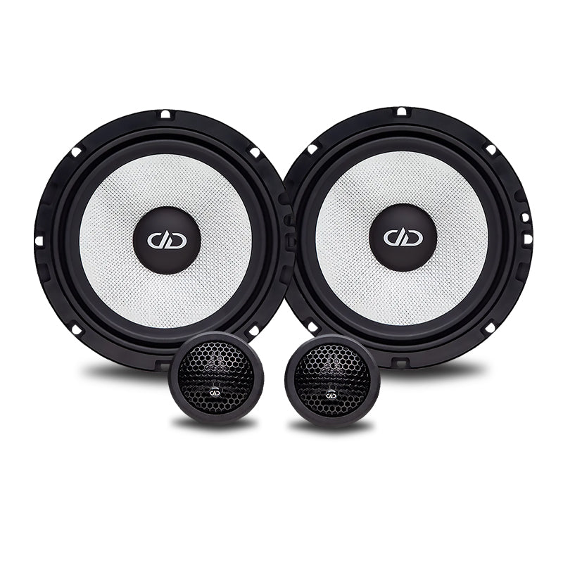 D-C6.5b 6.5-inch coaxial car speakers with glass composite cone and silk dome tweeter for premium sound clarity.