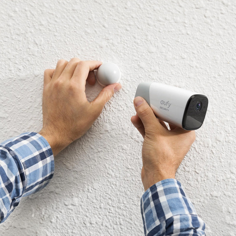 installing EufyCam 2Pro 2K three-camera wireless security system with central hub 