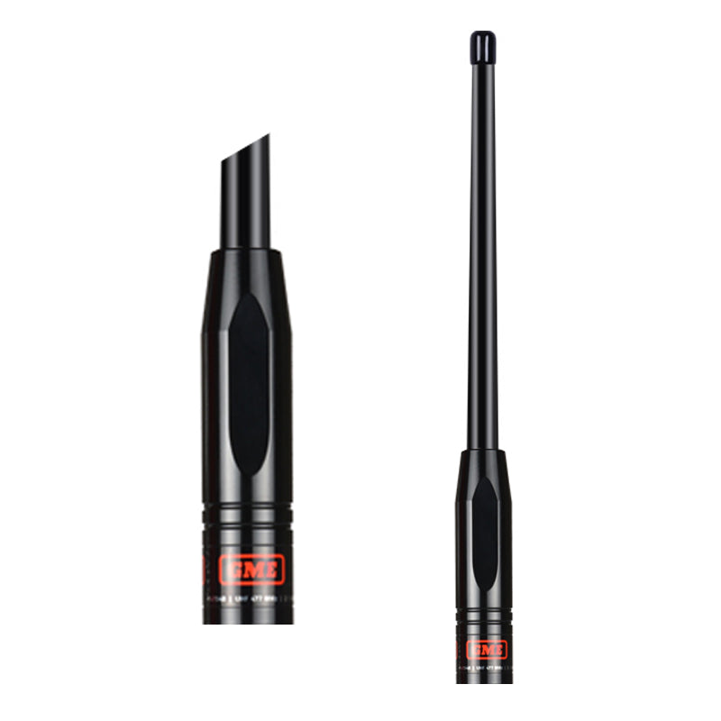 A black UHF whip antenna designed for use with the GME AE4704B model.