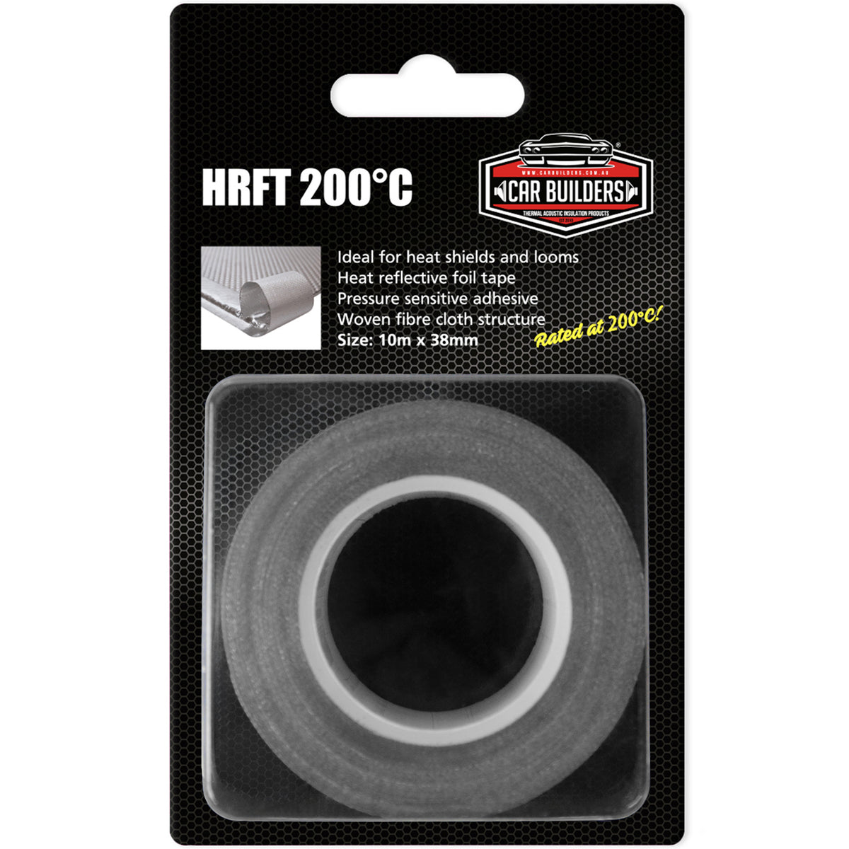 Car Builders HRFT 200°C heat reflective foil tape roll in retail packaging