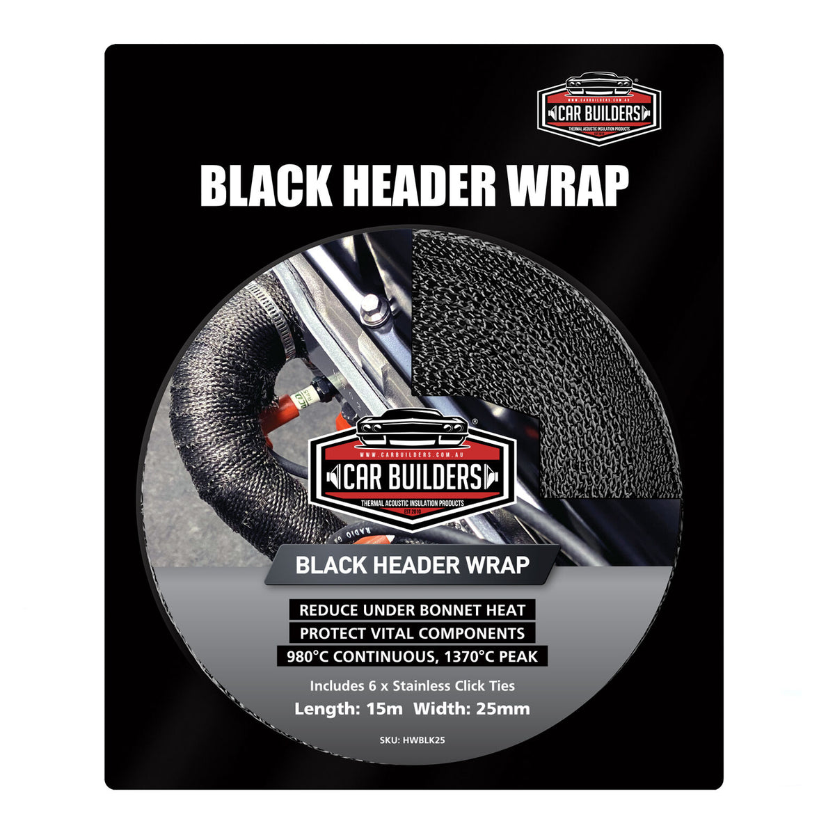 Car Builders Black Header Wrap retail pack, second width