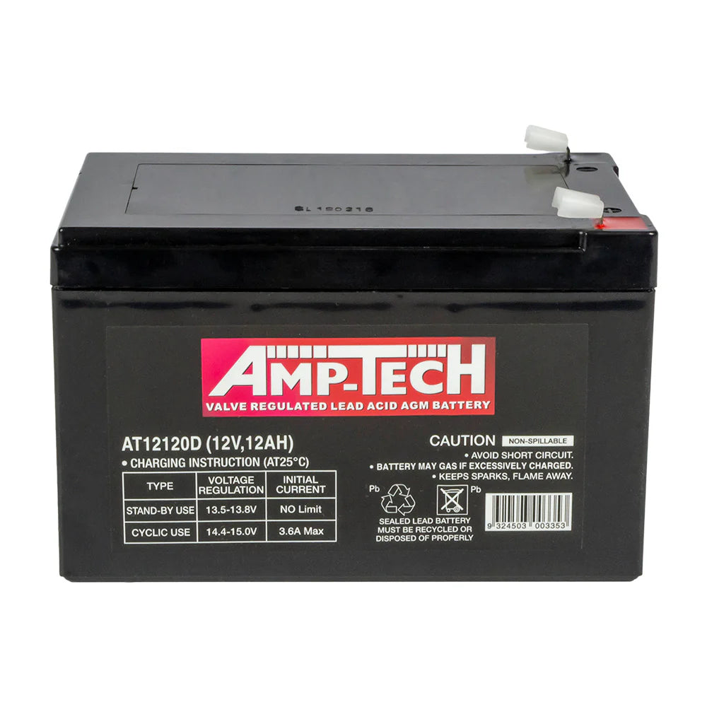 Amp-Tech AT12120D VRLA/AGM Deep Cycle Battery (12V, 12Ah)