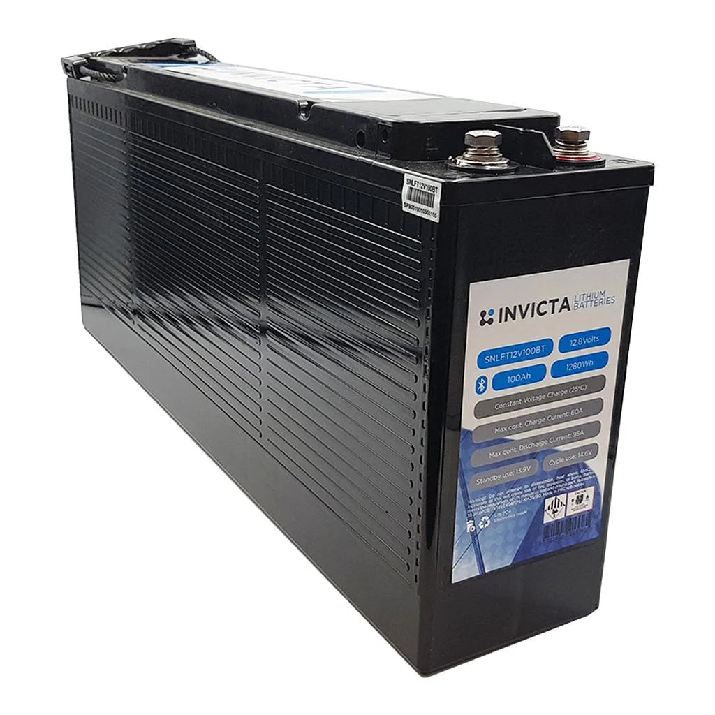 Invicta SNLFT12V100BT Slim 12V 100Ah LiFePO4 Bluetooth Battery