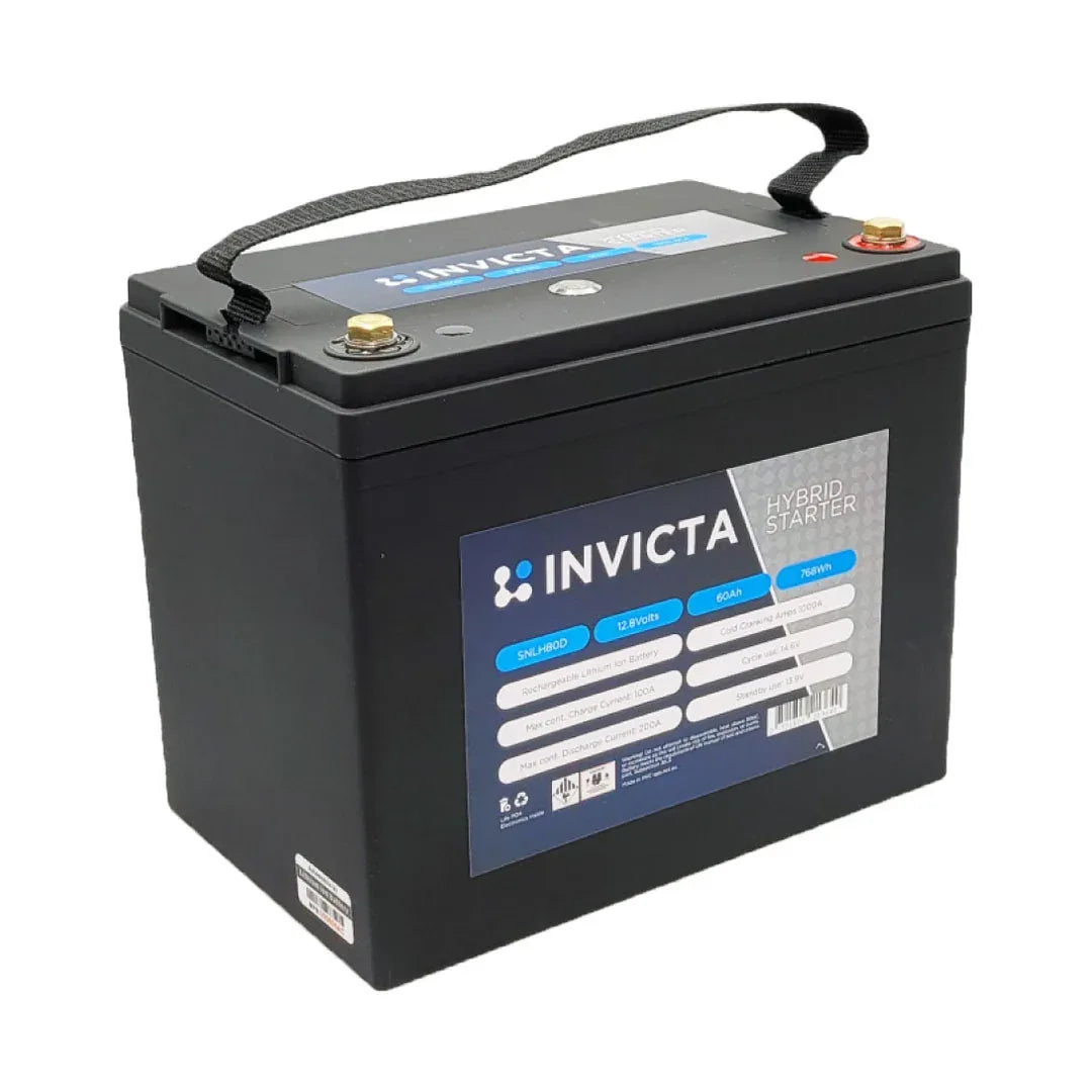 Invicta SNLH80DL Hybrid LiFePO4 12V 60Ah 1000CCA Starter Battery