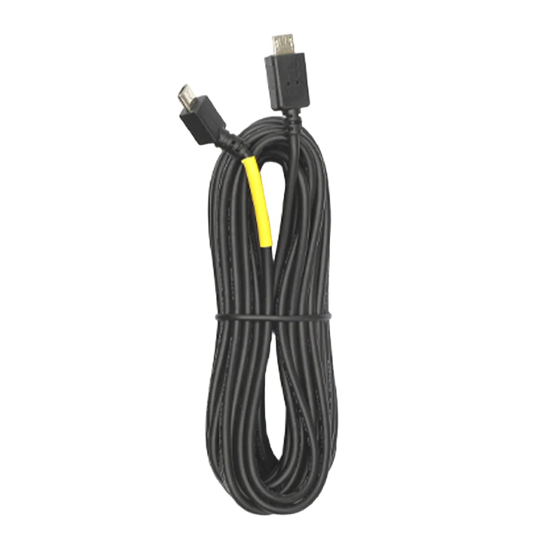 GNET 6m rear camera cable bundled, two plugs at the top and a yellow sleeve, black background