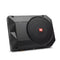 Black JBL BassPro SL2 8-inch powered underseat subwoofer enclosure designed for compact car audio bass performance.
