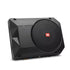 Black JBL BassPro SL2 8-inch powered underseat subwoofer enclosure designed for compact car audio bass performance.