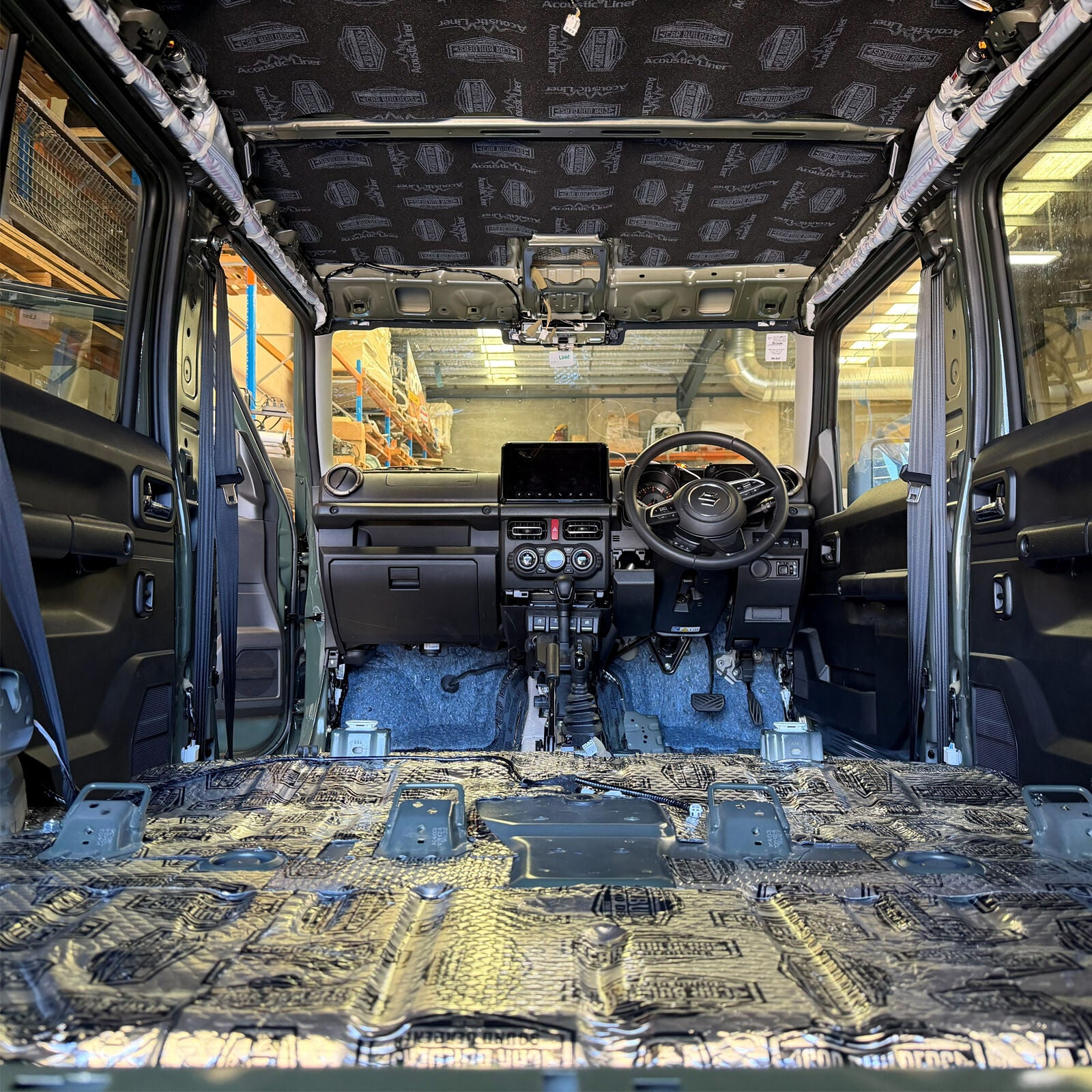 Jimny floor and roof treated with Stage 1 Sound Deadener