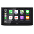 JVC KW‑M690BW head unit – 6.8 inch capacitive touchscreen featuring Apple CarPlay, Bluetooth audio, and time display