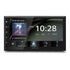 6.8-inch Kenwood DMX5023S multimedia receiver displaying CarPlay, Bluetooth, and WSVGA screen features.