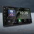 Kenwood DMX5023S multimedia receiver with 6.8-inch display highlighting Apple CarPlay, Bluetooth, and WSVGA features. side profile 