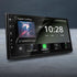 Kenwood DMX5023S multimedia receiver with 6.8-inch display highlighting Apple CarPlay, Bluetooth, and WSVGA features. side profile 