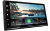 A Kenwood DMX7022S 7-inch AV Receiver with Apple CarPlay and Android Auto features displayed on the screen.