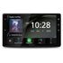 Kenwood DMX823WXS 9" display with Android Auto, Apple CarPlay, Bluetooth icon, and clock visible on the touchscreen.