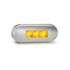 LED Autolamps 86AM amber marker light with clear lens and stainless-steel bezel displayed online, illuminated with bright amber glow.
