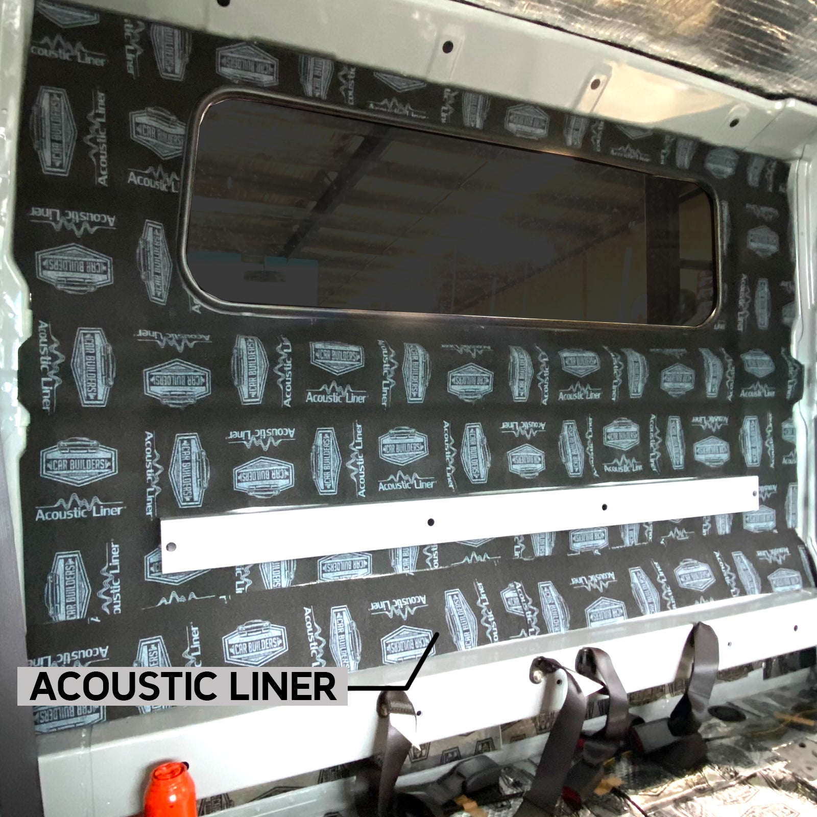 Foam lining fixed to the back wall of a truck cab