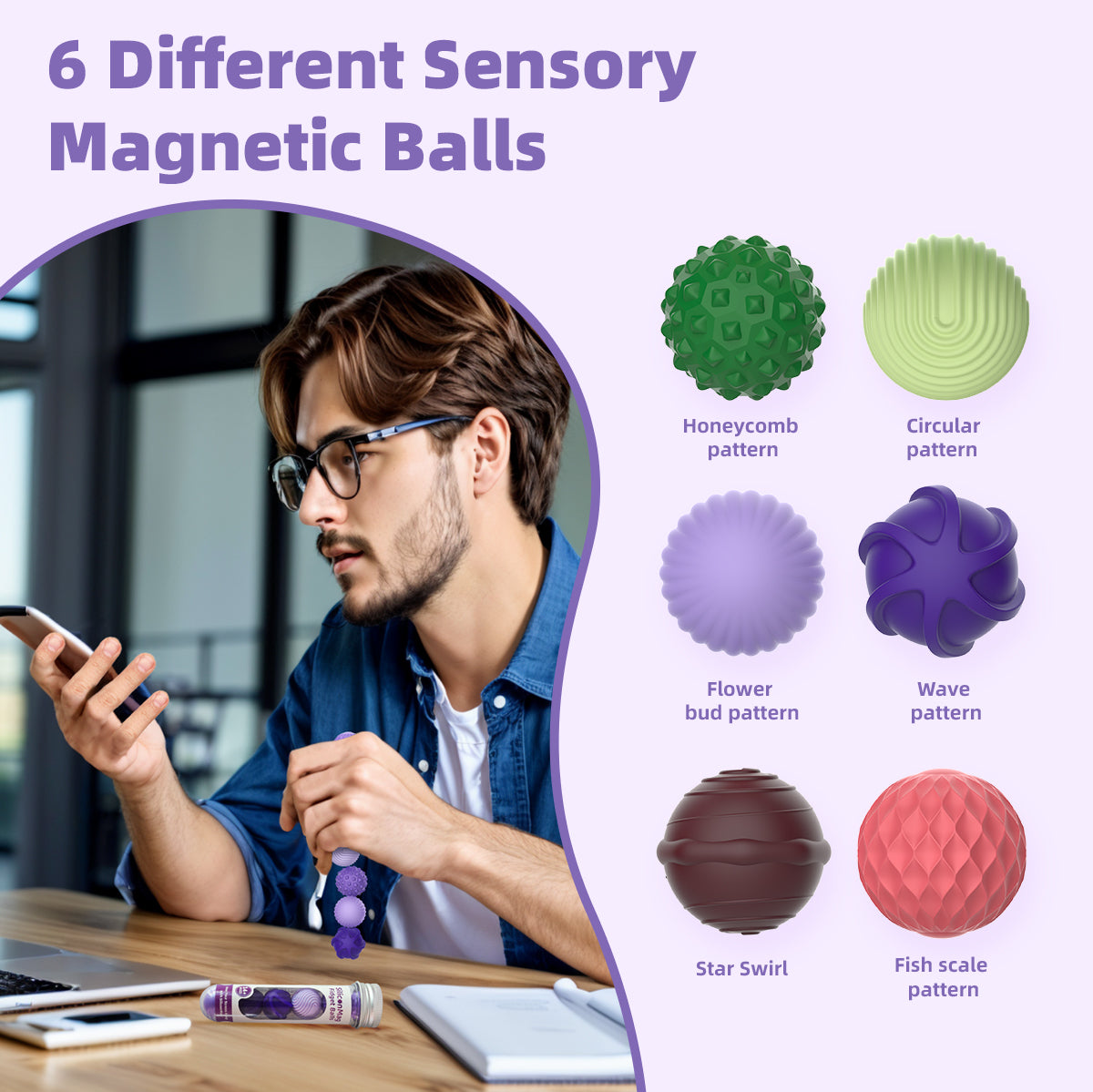 ADHIX ADXNOVA - Magnetic Adult Anti-Stress Ball Silicon Sensory Fidget Toy