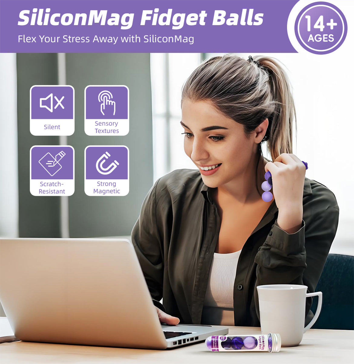 ADHIX ADXNOVA - Magnetic Adult Anti-Stress Ball Silicon Sensory Fidget Toy