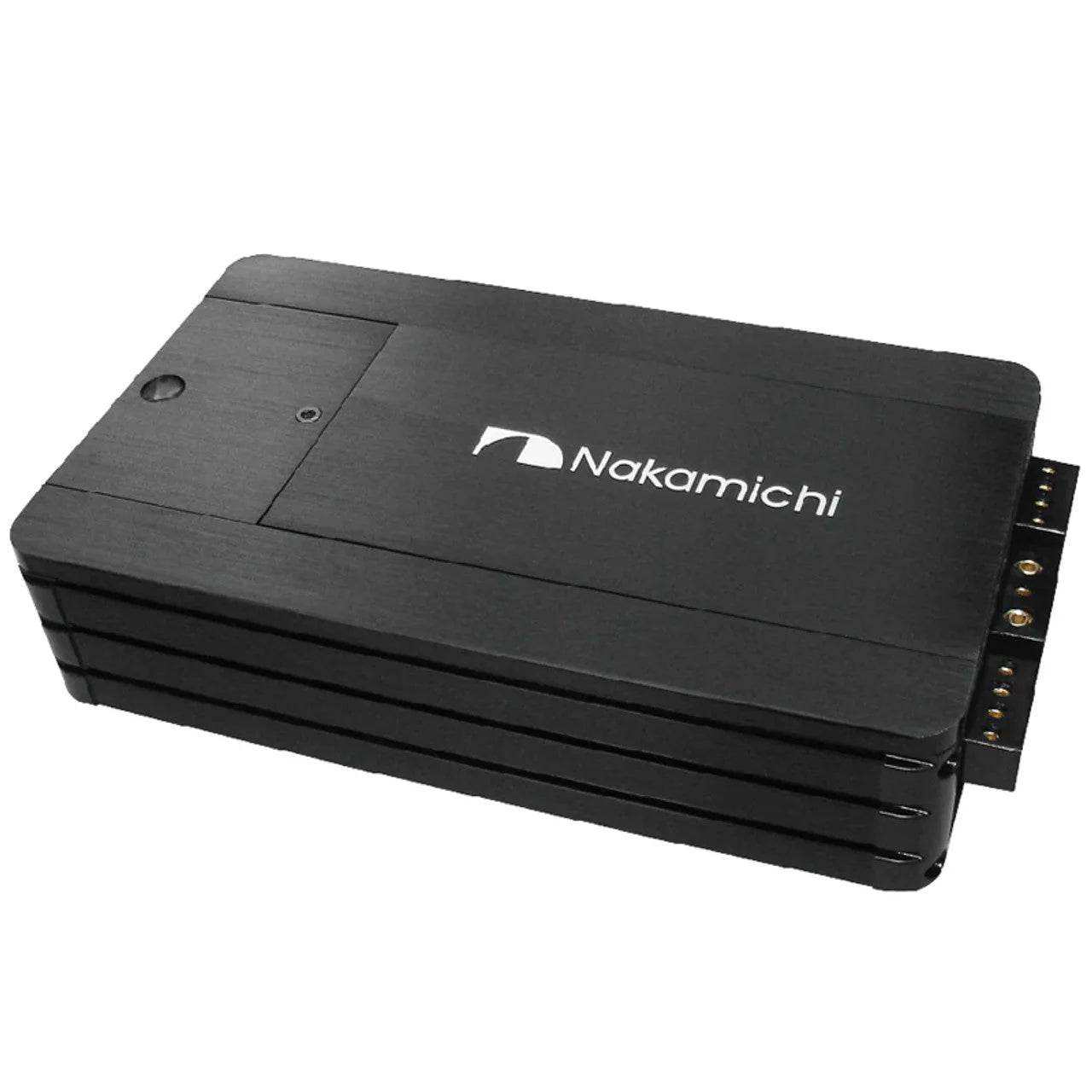 nakamichi nhmd100.4 4-channel class-d amplifier showing ultra-compact 48mm profile and lightweight design