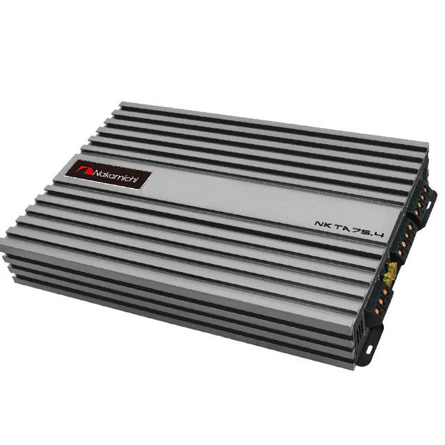 nakamichi nkta75.4 4-channel amplifier showing ultra-slim 51mm profile ideal for underseat installation