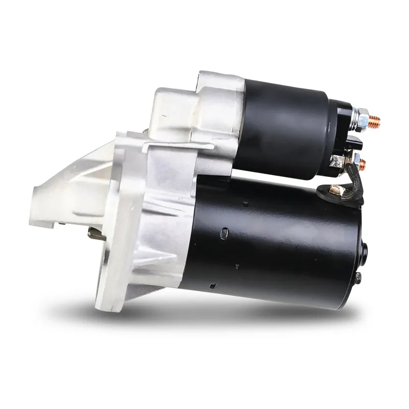 Side view of OEX Starter Motor 12V 10Th CW Bosch Style housing and mounting points