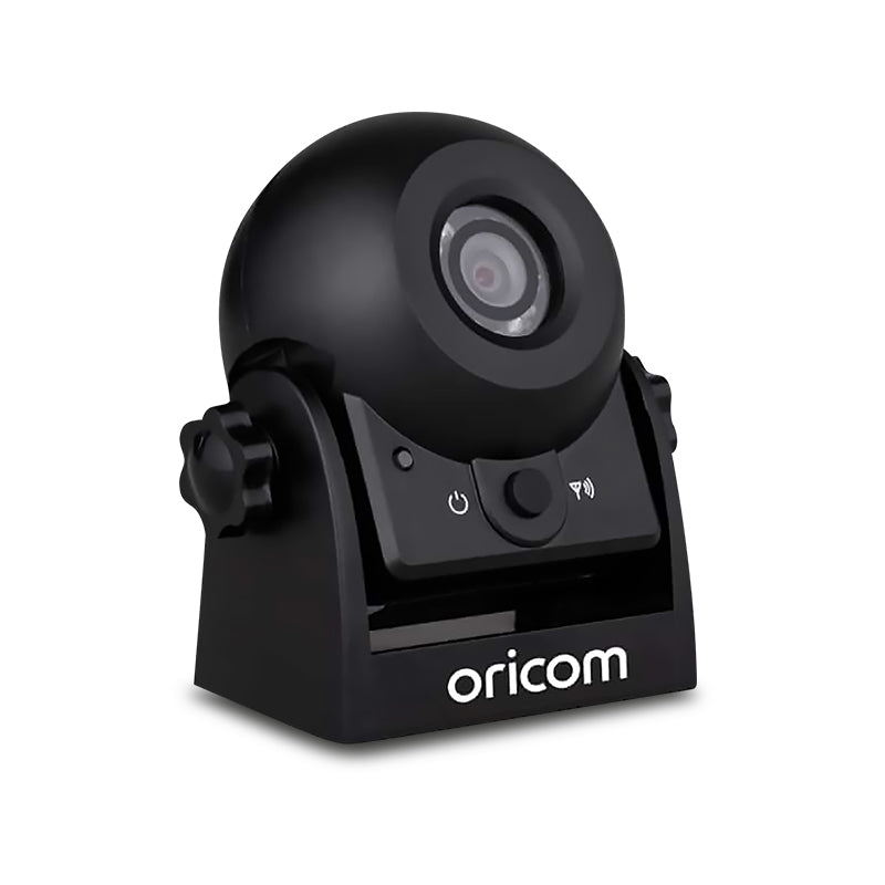 Oricom WRC001 wireless reversing camera with magnetic base and front control buttons, designed for easy vehicle mounting and rearview visibility.