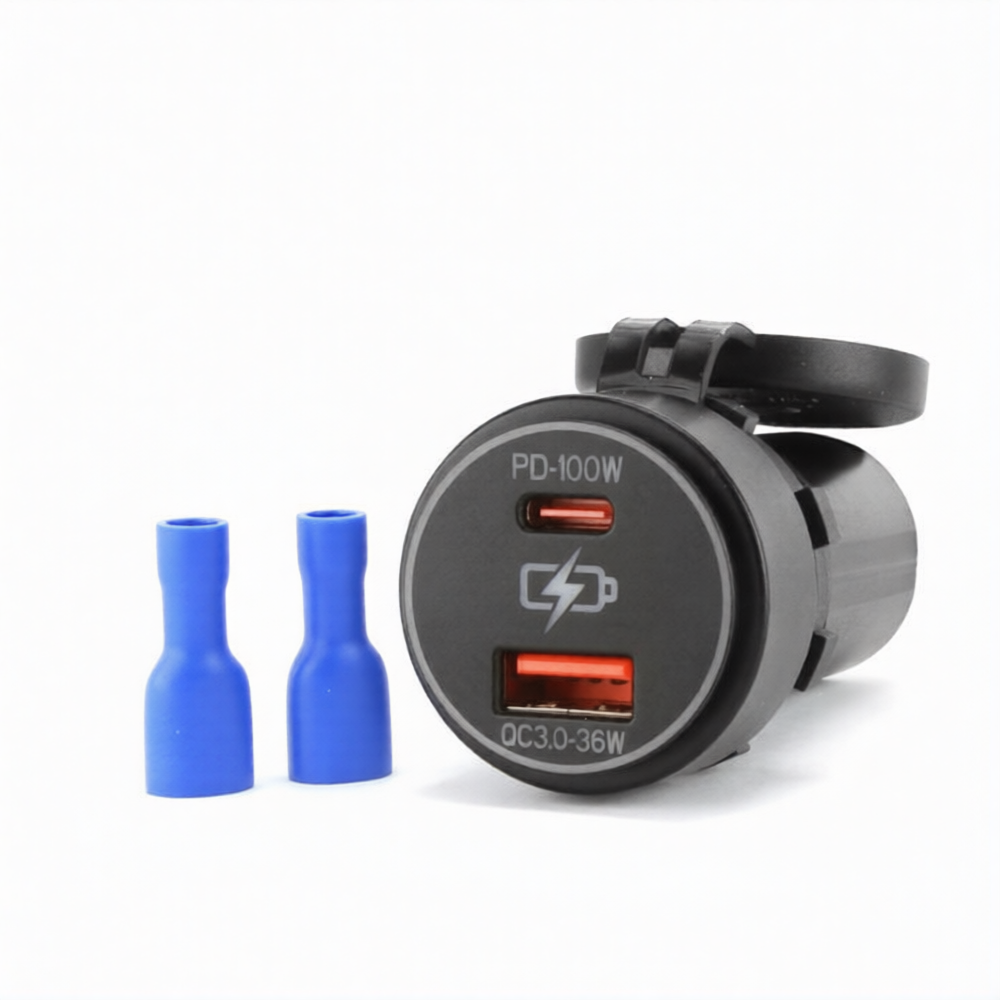 DNA PA100W Universal Round Mount USB-C PD 100W + QC USB-A 36W Vehicle Charger