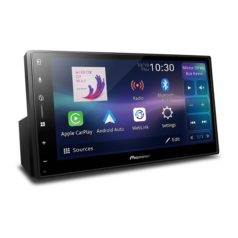 Pioneer DMH-A5650BT  side view showing multiple apps  