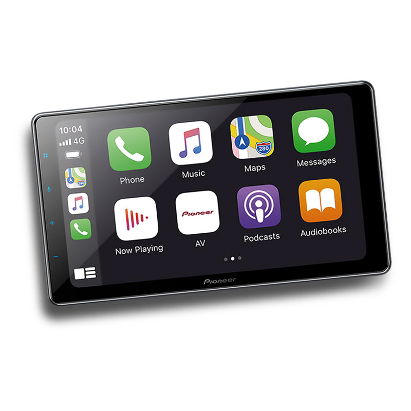 Pioneer DMH-ZF9350BT 9" HD Capacitive Floating Multimedia Player with Apple CarPlay/Android Auto side angle view with white background 