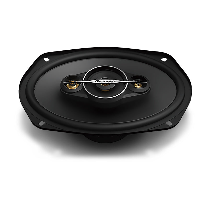 Single black Pioneer 6x9-inch 4-way coaxial car speaker featuring multi-driver design and centered Pioneer logo.