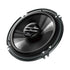 Pioneer G-Series 6.5-inch 2-way coaxial speakers displayed front and back with visible branding side profile.