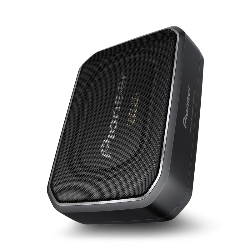 Pioneer TS-WX140DA 8" Space-Saving Amplified Compact Active Subwoofer vertical view with white background 