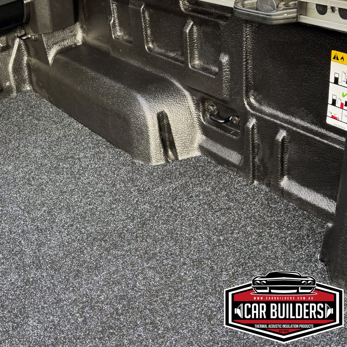 Rubber Backed Marine Carpet fitted to the floor of a ute tub