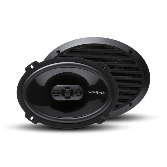 Rockford Fosgate P1694 Punch 6x9 inch 4‑way full‑range car speakers pair with black grilles