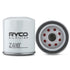 Ryco Z418 Oil Filter Spin On product image showing the filter from the side and the top view with a white body and red details.