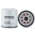 Ryco Z418 Oil Filter Spin On product image showing the filter from the side and the top view with a white body and red details.